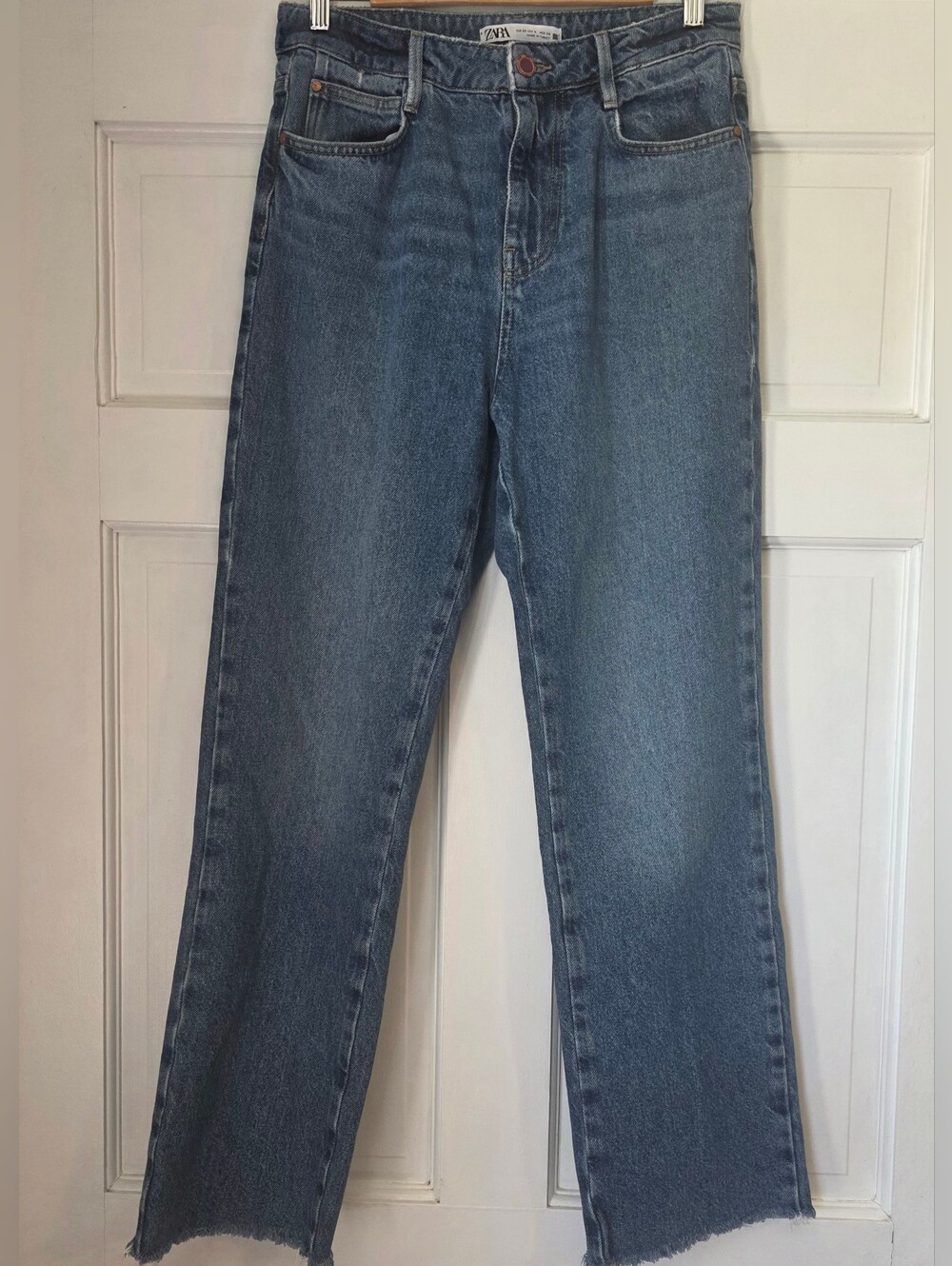 Zara high rise, straight leg jeans